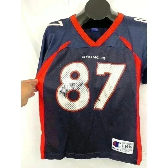 VTG Champion Denver Broncos McCaffrey NFL Football Jersey LARGE Youth #87 - Picture 9 of 12